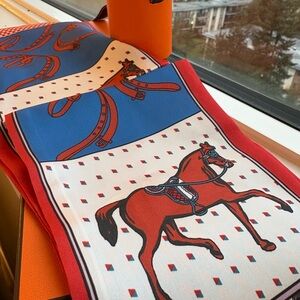 Multi-color Horse Shaped Silk Equestrian Scarf